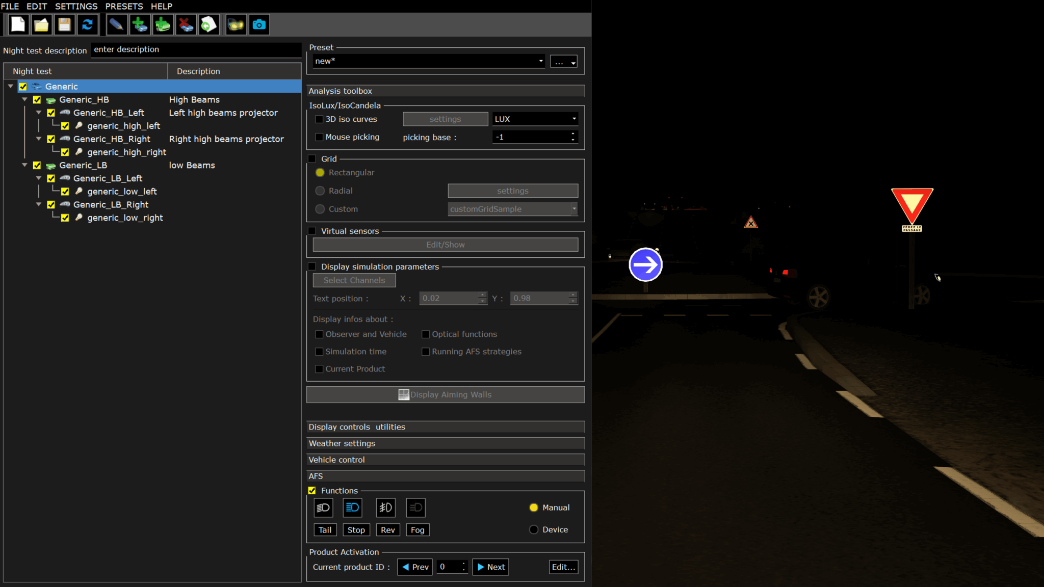 headlights night test